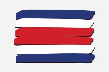 Costa Rica Flag. with colored hand drawn lines in Vector Format