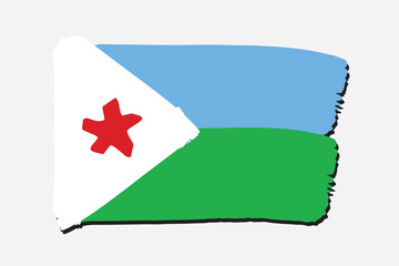 Djibouti Flag with colored hand drawn lines in Vector Format
