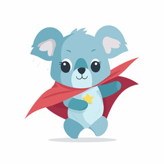 Superhero koala, sticker clipart for kids, simple and cute. vector art