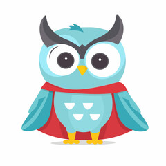 Superhero owl, sticker clipart for kids, simple and cute. vector art