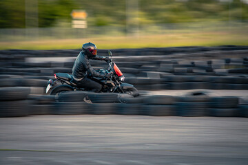 Motorcycle track training routine motorsport. Tracking shot motion blurTransportation, moto Yamaha...