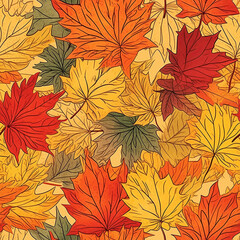 autumn orange maple leaves. Seamless pattern. Generative AI