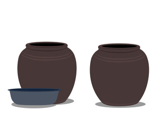 Clay jar on white background.