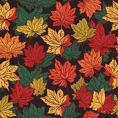 Foto op Plexiglas texture with seamless pattern of autumn maple leaves. Generative AI © alexkoral