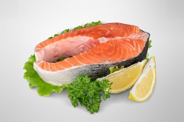 Fresh red tasty fish fillet with lemon