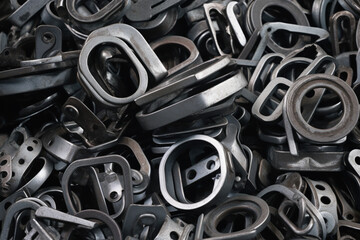 pile of hot steel parts background close up