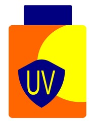 suntan lotion bottle with a sun draw