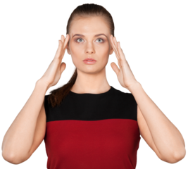 Beautiful Young Woman Touching Her Head Isolated