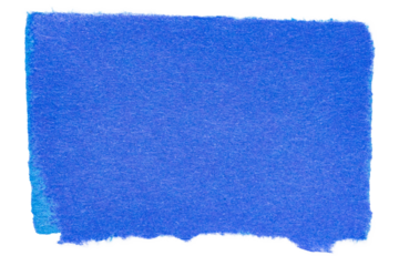 Single piece of dark blue isolated ripped blank paper note with copy space for text, top view from above on white or transparent background