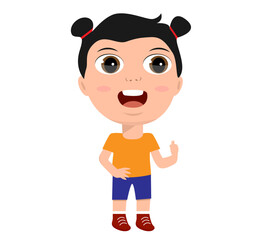 little girl boy show ok okey liking accept agreement rejoicing with thumb up primary school kindergarten education concept