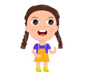 little girl boy show ok okey liking accept agreement rejoicing with thumb up primary school kindergarten education concept