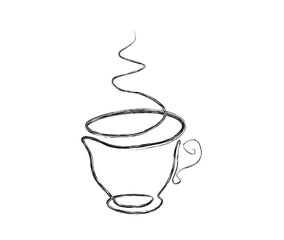 Continuous one line drawing a cup of coffee. Latteart Coffee single line art vector design. Food ad Beverage concept.