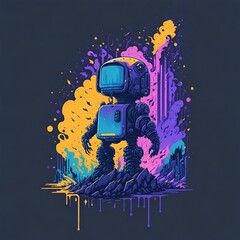 A colorful Robot illustration, generative AI