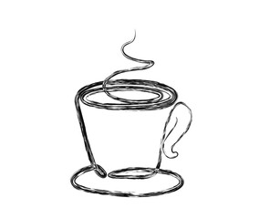 Continuous one line drawing a cup of coffee. Latteart Coffee single line art vector design. Food ad Beverage concept.