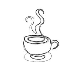 Continuous one line drawing a cup of coffee. Latteart Coffee single line art vector design. Food ad Beverage concept.