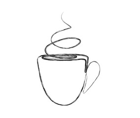 Continuous one line drawing a cup of coffee. Latteart Coffee single line art vector design. Food ad Beverage concept.