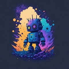 A colorful Robot illustration, generative AI