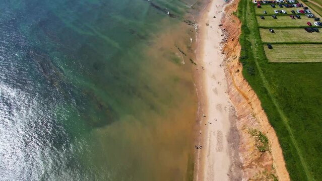 Compton Beach, Isle of Wight, UK 2023 - Flying along the beach panning up