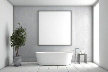 Fototapeta na wymiar Interior of relaxing spa room with empty black frame Generative AI