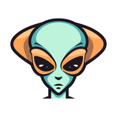 Image of alien. Cute cartoon alien head isolated on white background
