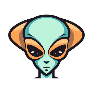 Image of alien. Cute cartoon alien head isolated on white background