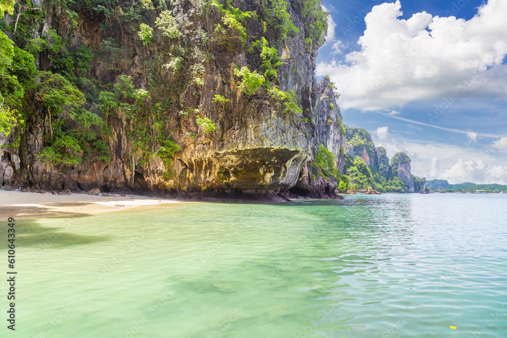 Wall mural The travel vacation background - Tropical island with blue sky, Phuket, Thailand.