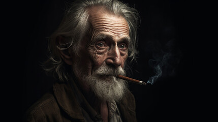 homem velho fumando 