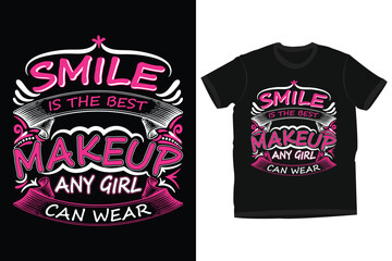 Smile Quote's typography t-shirt design for girls