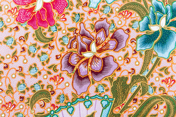 The Batik pattern from Solo, Central Java, Indonesia. consists of leaf and flower patterns