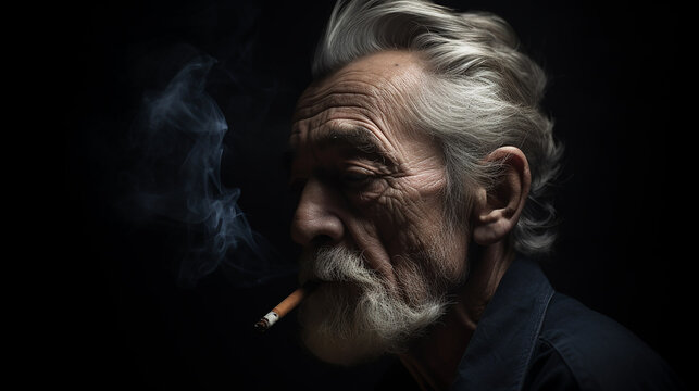homem velho fumando 