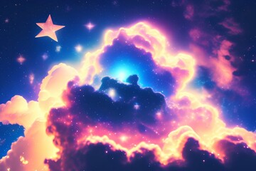 Magellan cloud with bright stars, magic - generative ai