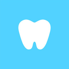 Vector tooth icon, illustration on blue background.