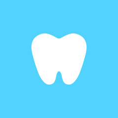 Vector tooth icon, illustration on blue background.