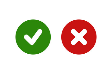 Tick and cross icon. Yes and no icon. Vector round, circle check symbol isolated on white background. © Reiu