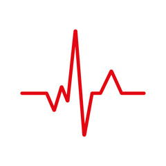 Heart cardiogram line. Red vector illustration isolated on white background.