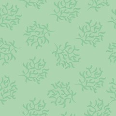 Summer leaves seamless pattern on green background