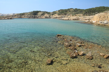 Stolac naturist stony beach on the island of Rab in Croatia