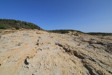 Stolac naturist stony beach on the island of Rab in Croatia