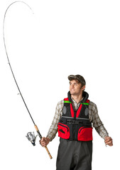 Fisherman Holding a Fishing Rod