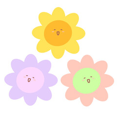 Three flowers are happy