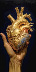 realistic golden heart Generative AI 