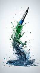 blue pen with ink stains. Generative ai