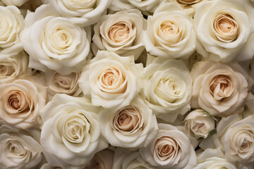 Fototapeta na wymiar white roses background, generative ai