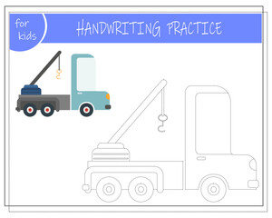 Connect the dots, educational game for kids, cartoon car crane