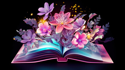 3D Colorful Flowers Book
