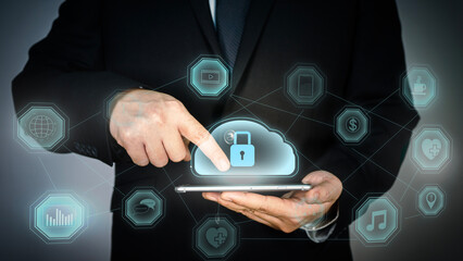 usinessman working on cloud with bigdata.