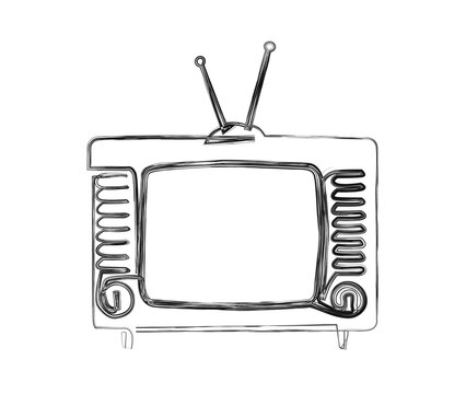 recommend clip art: Continuous one line drawing of vintage analog television. Simple Retro TV hand drawn outline vector illustration. 