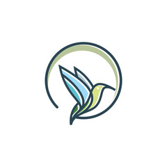 Bird outline with circle shape logo design