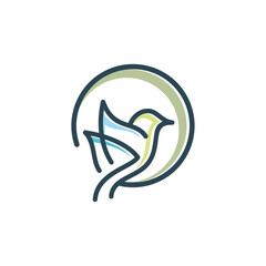 Bird outline with circle shape logo design