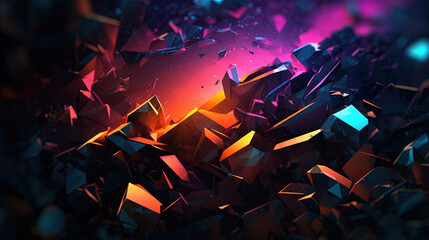 Abstract background with a crushing dark minimalist neon section